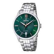 Festina Herrenuhr aus Edelstahl in Grün, 4,3×1 cm