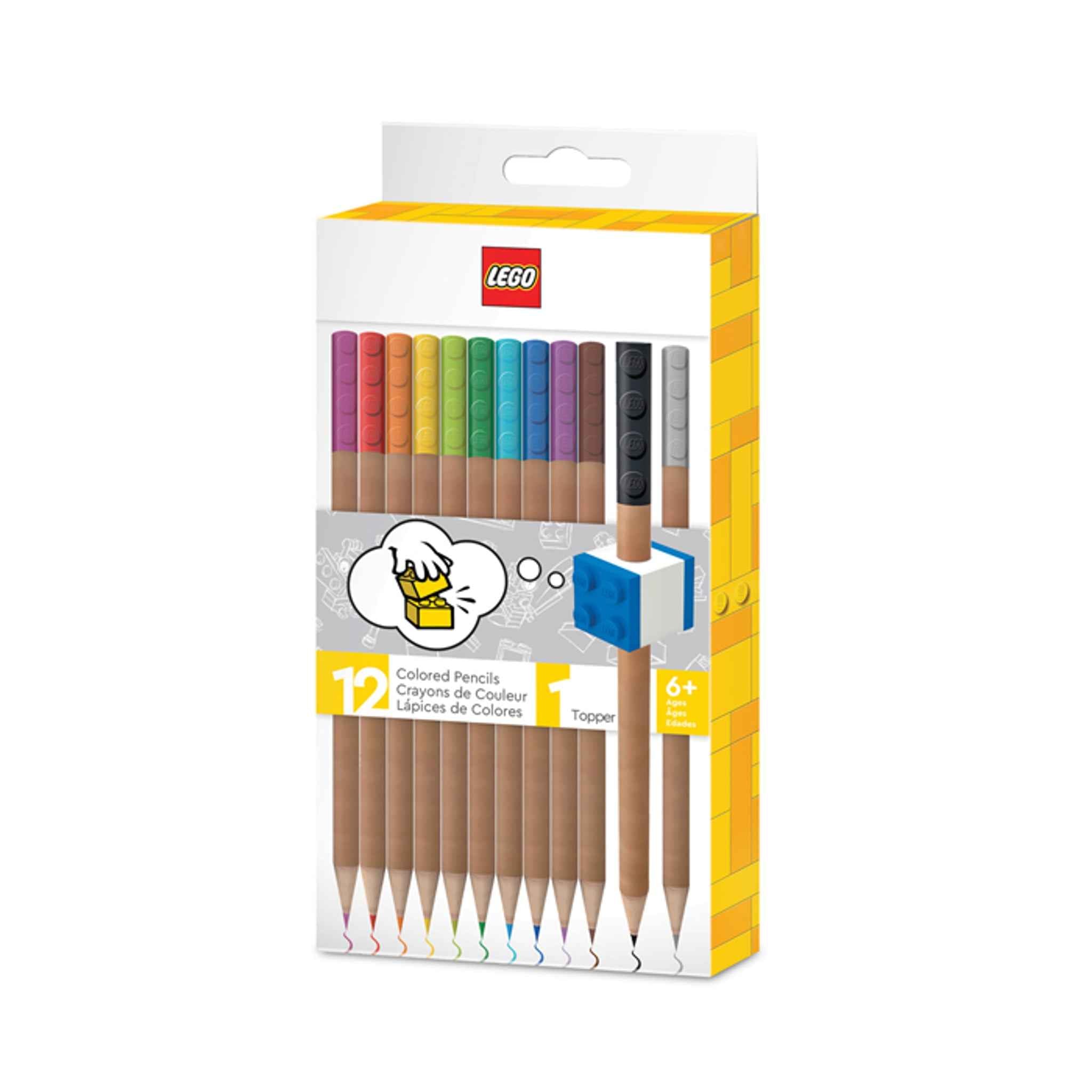 Buntstifte mit LEGO-Topper 12 Farben in Geschenkverpackung 20 cm | Joy Toy