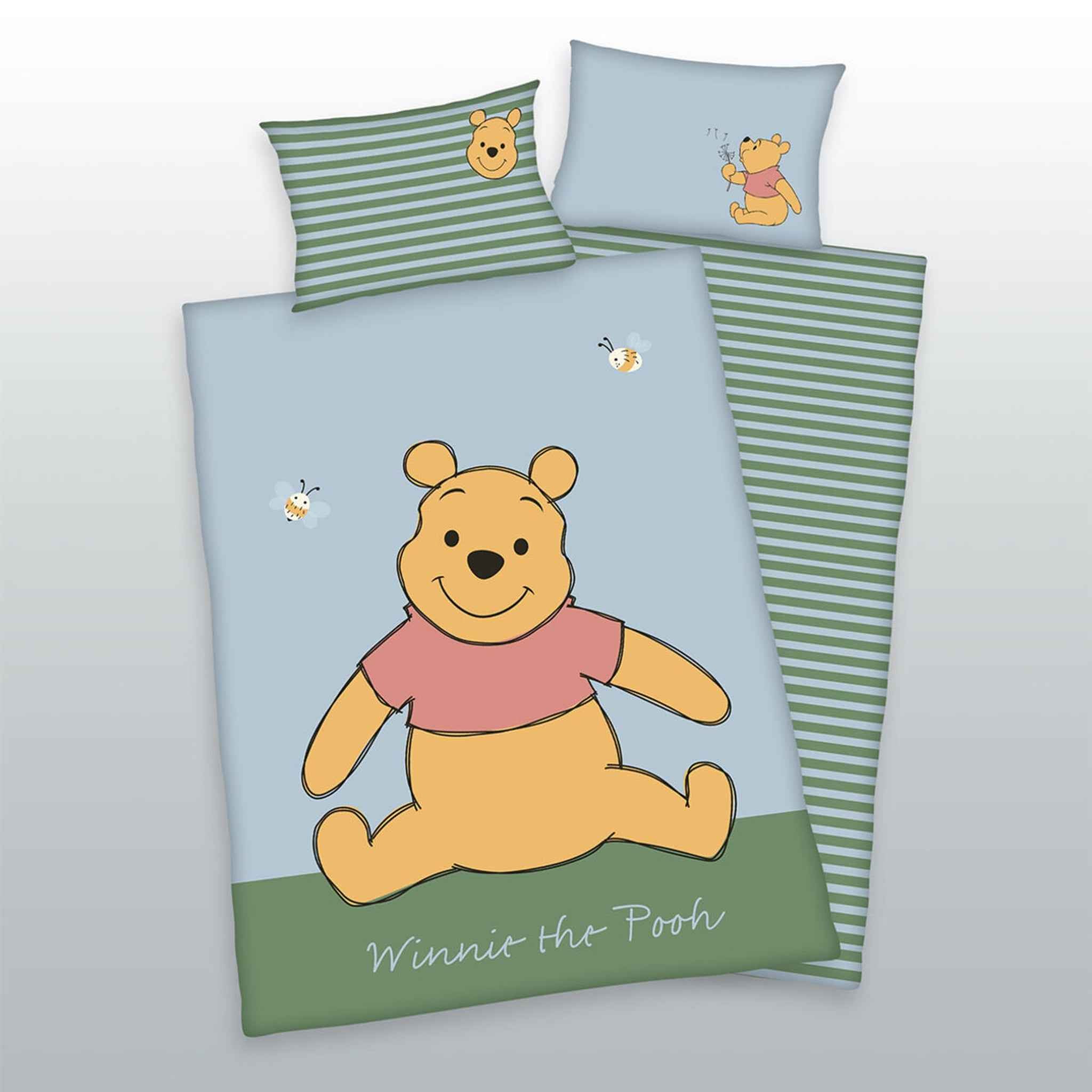 Wendebettwäsche Winnie Pooh 100% Baumwolle 135x100 cm Blau | Herding