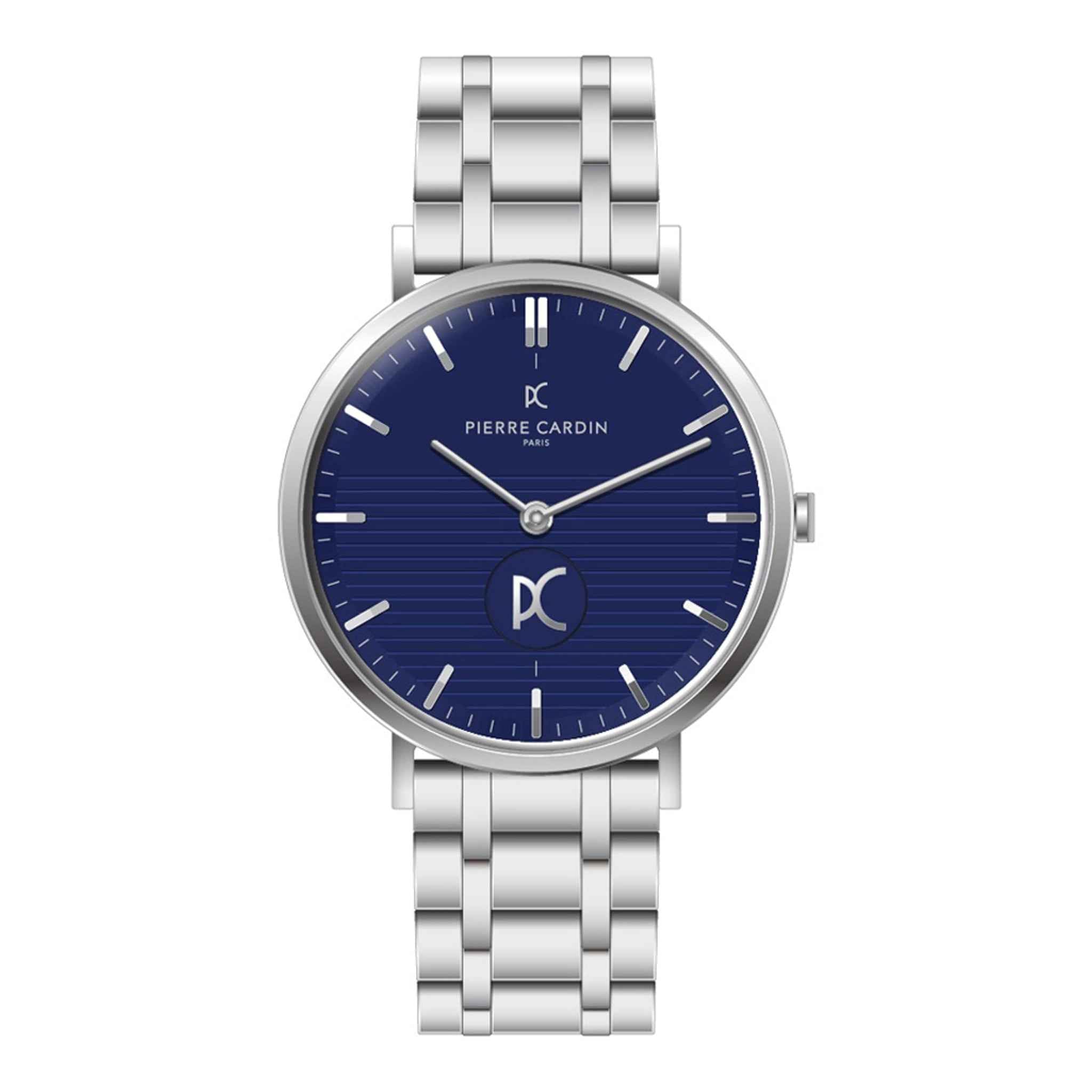 Herrenuhr Belleville Lines Edelstahl silber 42 mm Quarz blau | Pierre Cardin