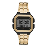PUMA Herrenuhr aus Kunststoff in Gold, 43 mm