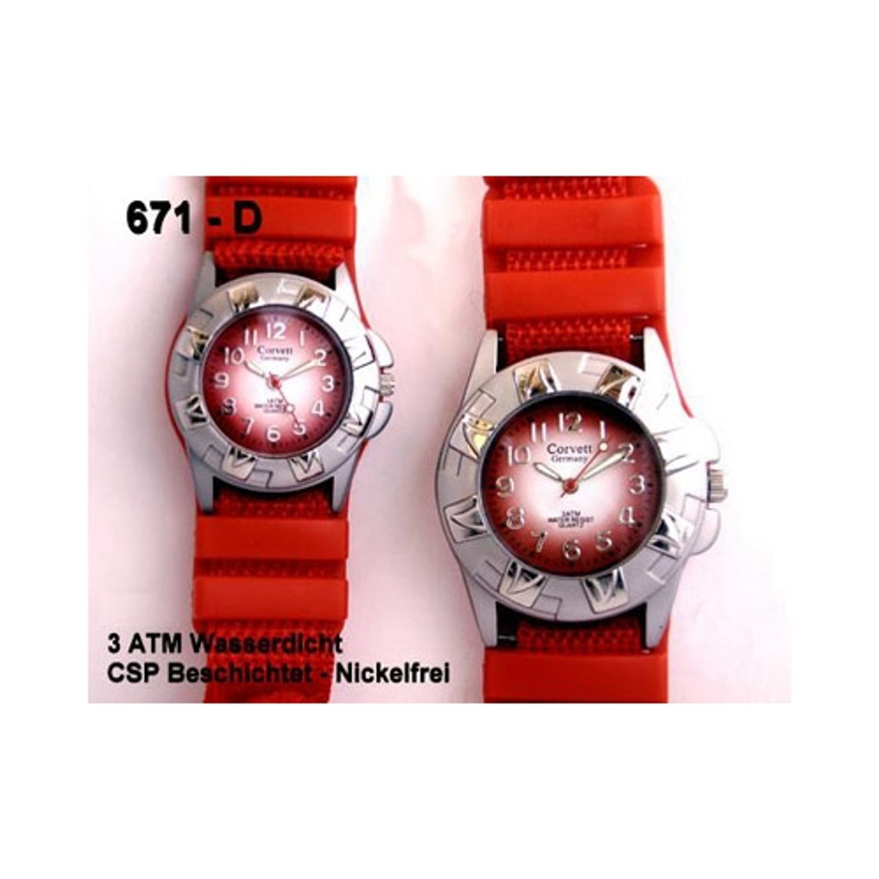 Unisex Armbanduhr Quarz Kunststoff rot 3 ATM wasserdicht Klettverschluss | Corvett