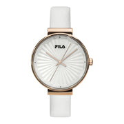 FILA Damenuhr aus leder in Weiß, 3,8×0,8 cm