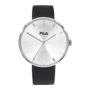 FILA Herrenuhr aus Leder in Silber, 4,2×1 cm
