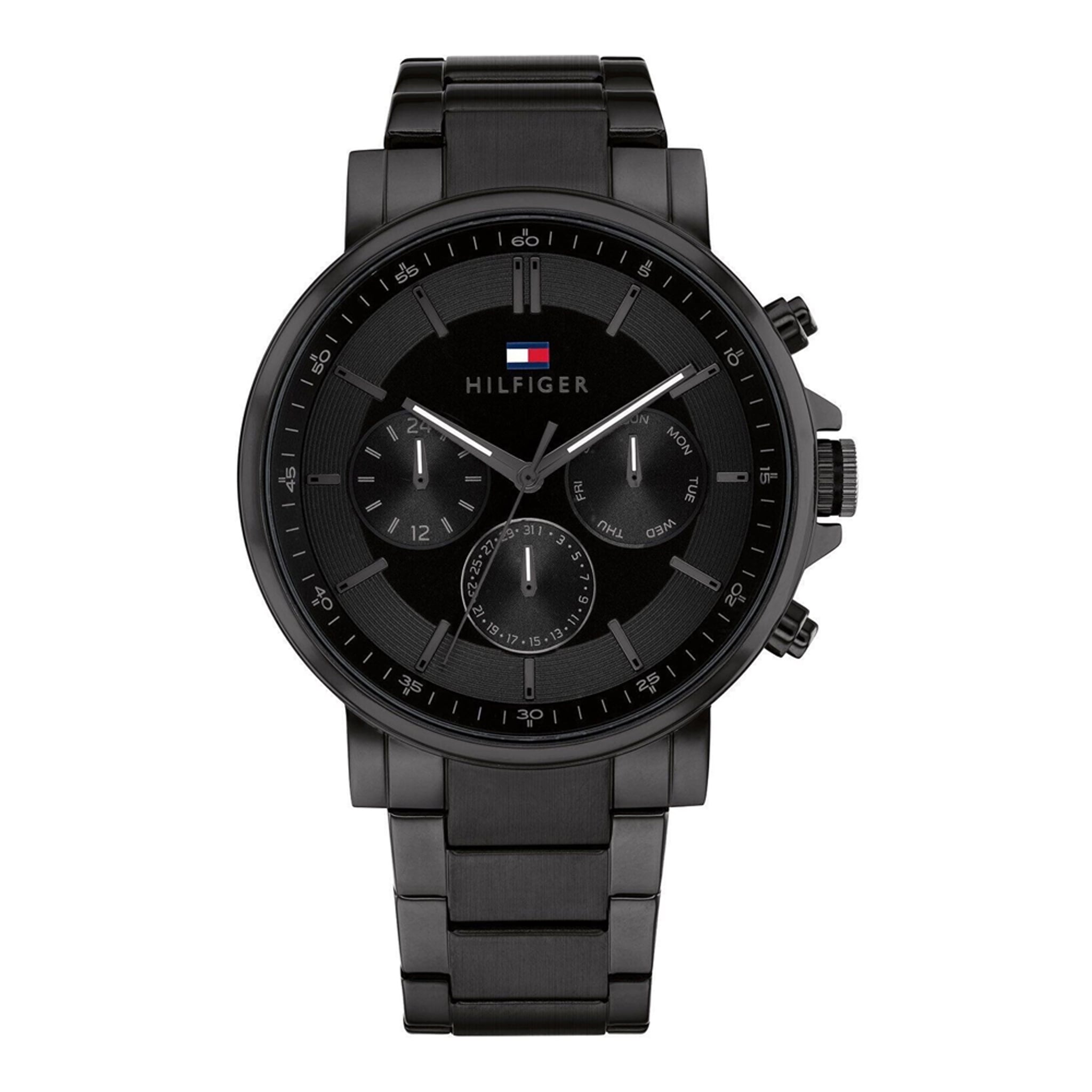 TOMMY HILFIGER Armbanduhr aus Edelstahl in Schwarz, 4,4×1 cm