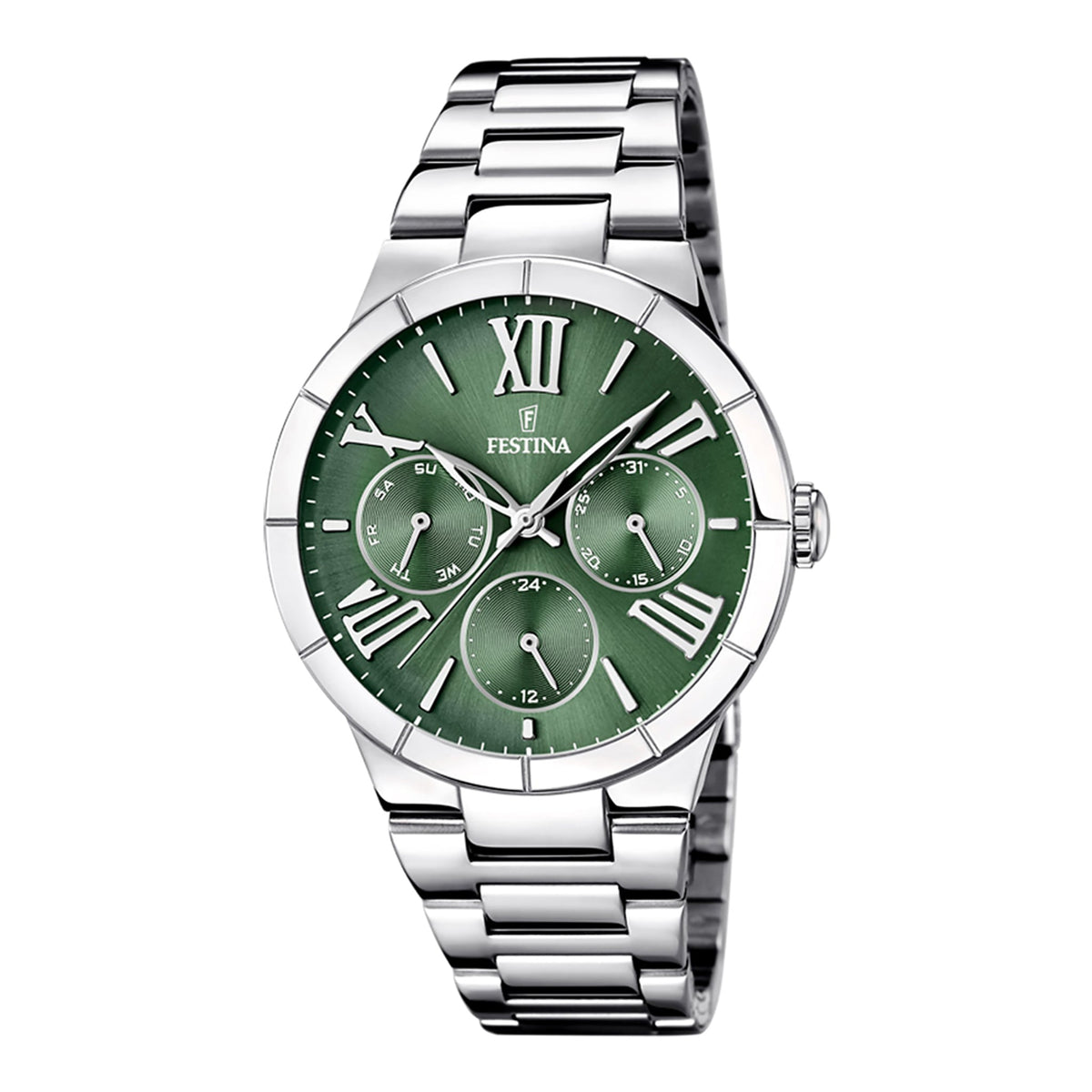 Festina Damenuhr aus Edelstahl in Grün, 3,7×0,9 cm