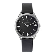 Herrenuhr Pigalle Plissee CPI.2010 Edelstahl 40 mm Lederarmband schwarz