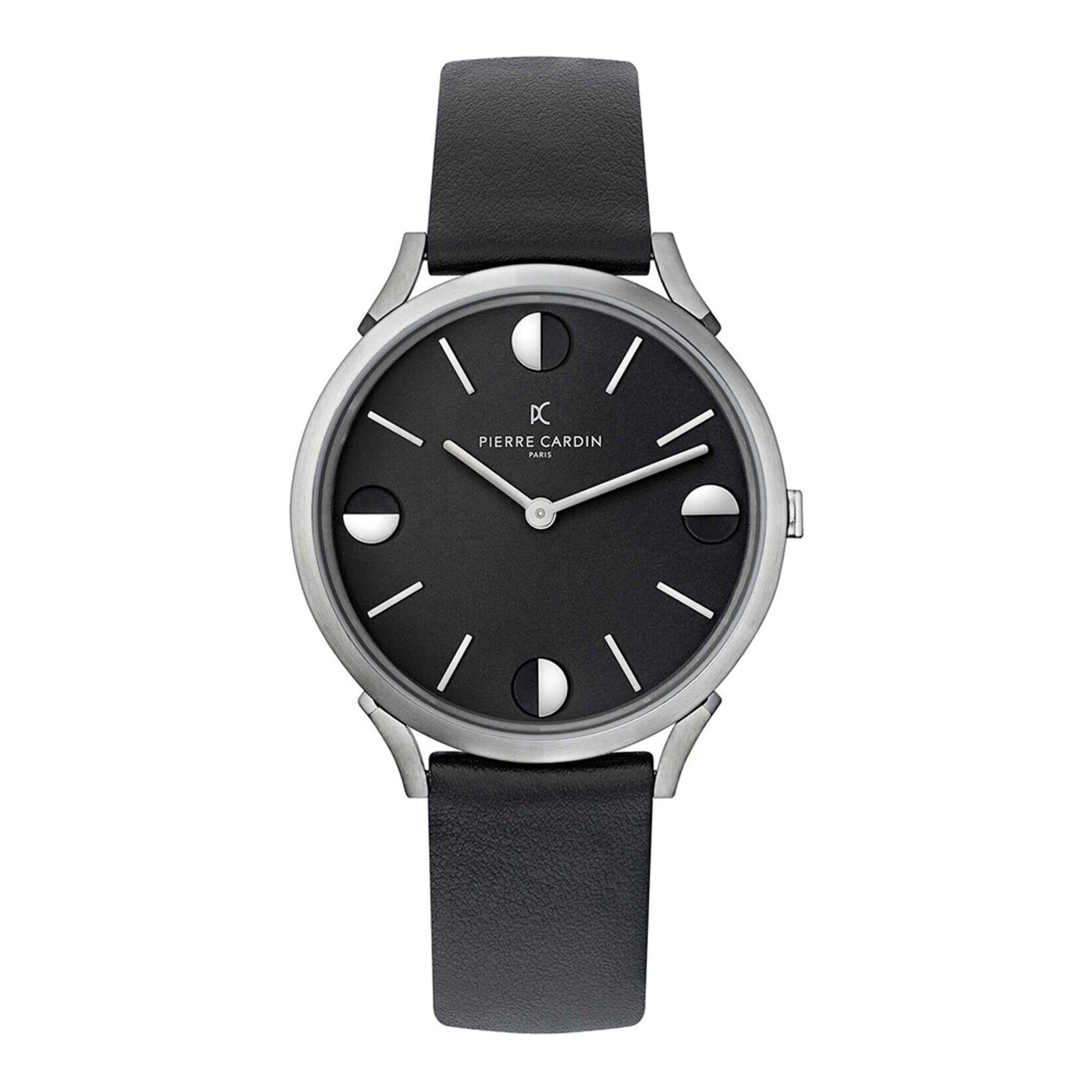Herrenuhr Pigalle Plissee CPI.2010 Edelstahl 40 mm Lederarmband schwarz