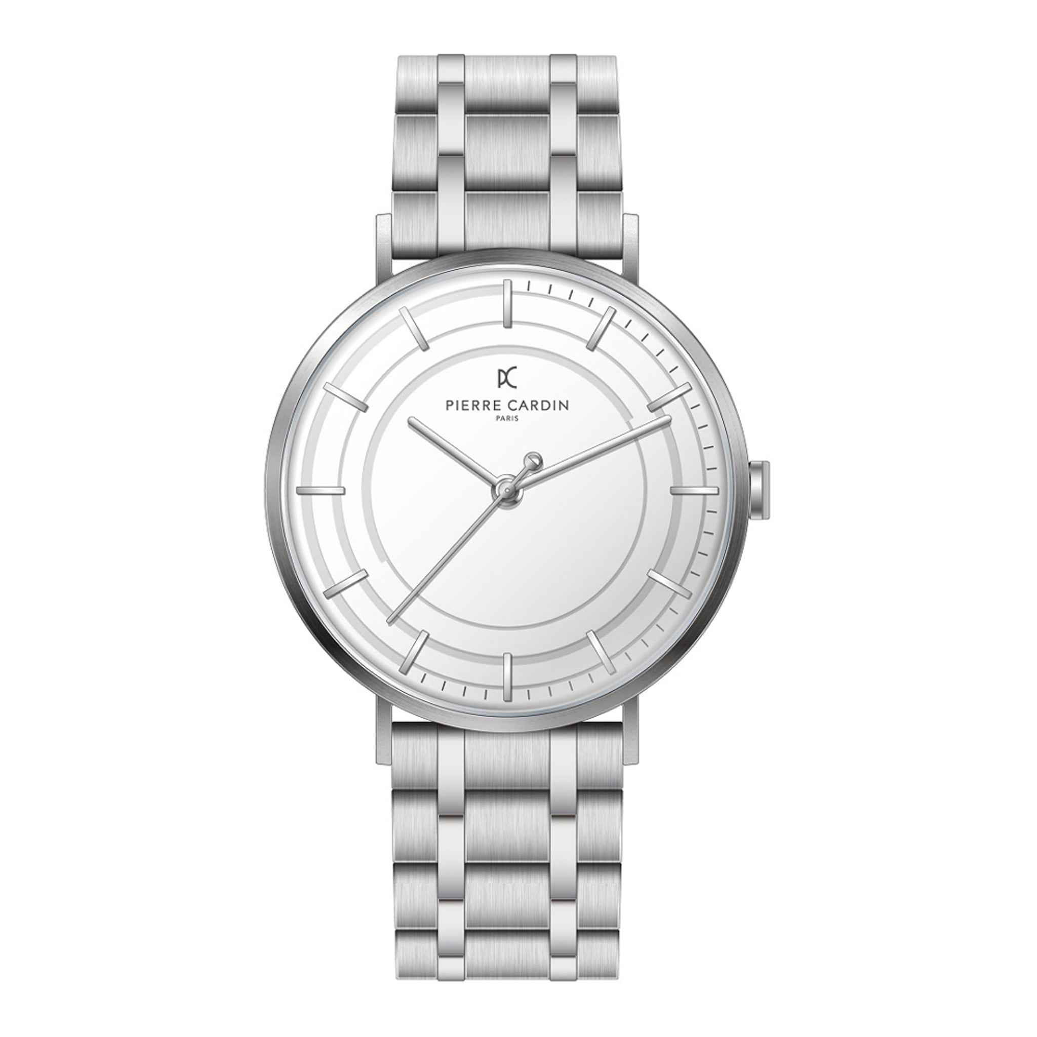 Herrenuhr Quarz Edelstahl silber 42 mm Armband | Pierre Cardin