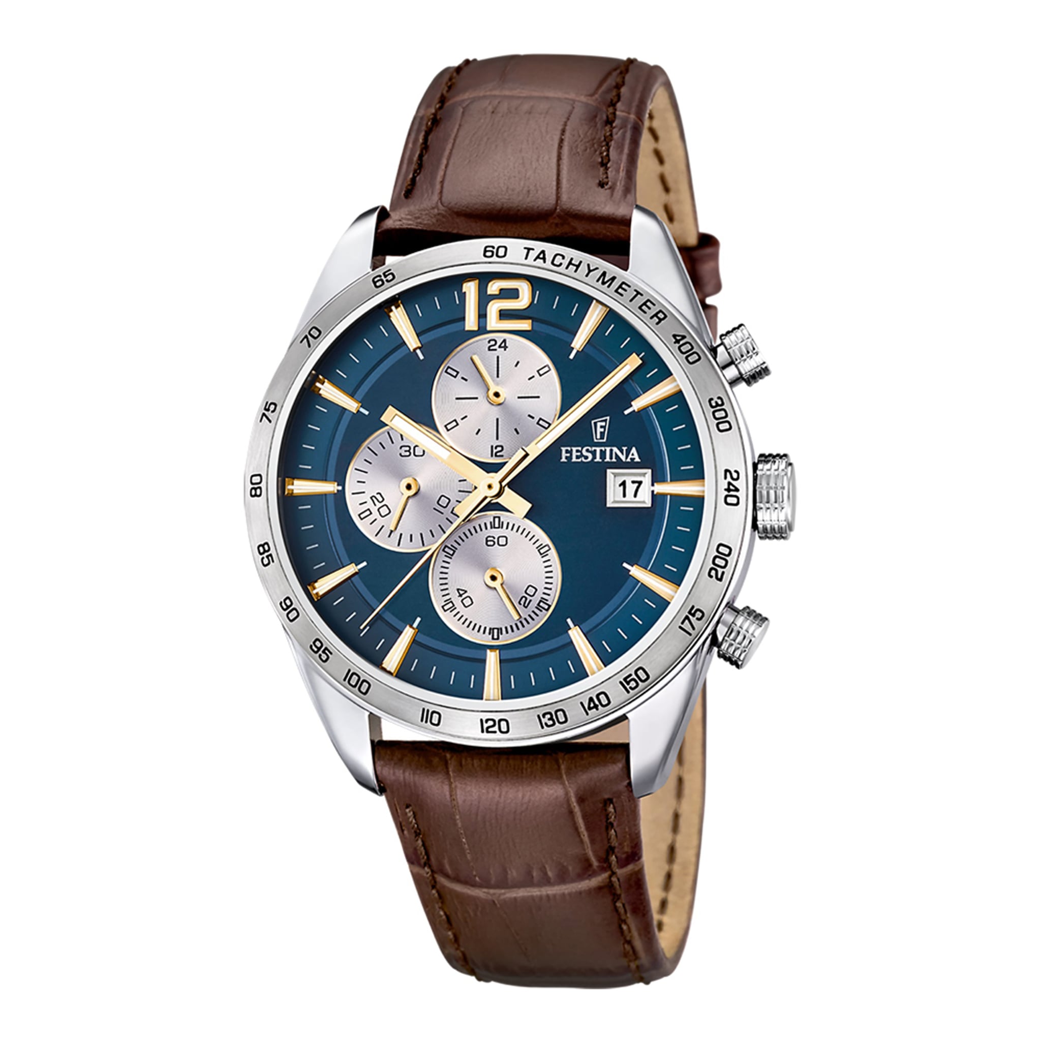 Festina Herrenuhr aus Leder in Braun, 4,4×1,1 cm