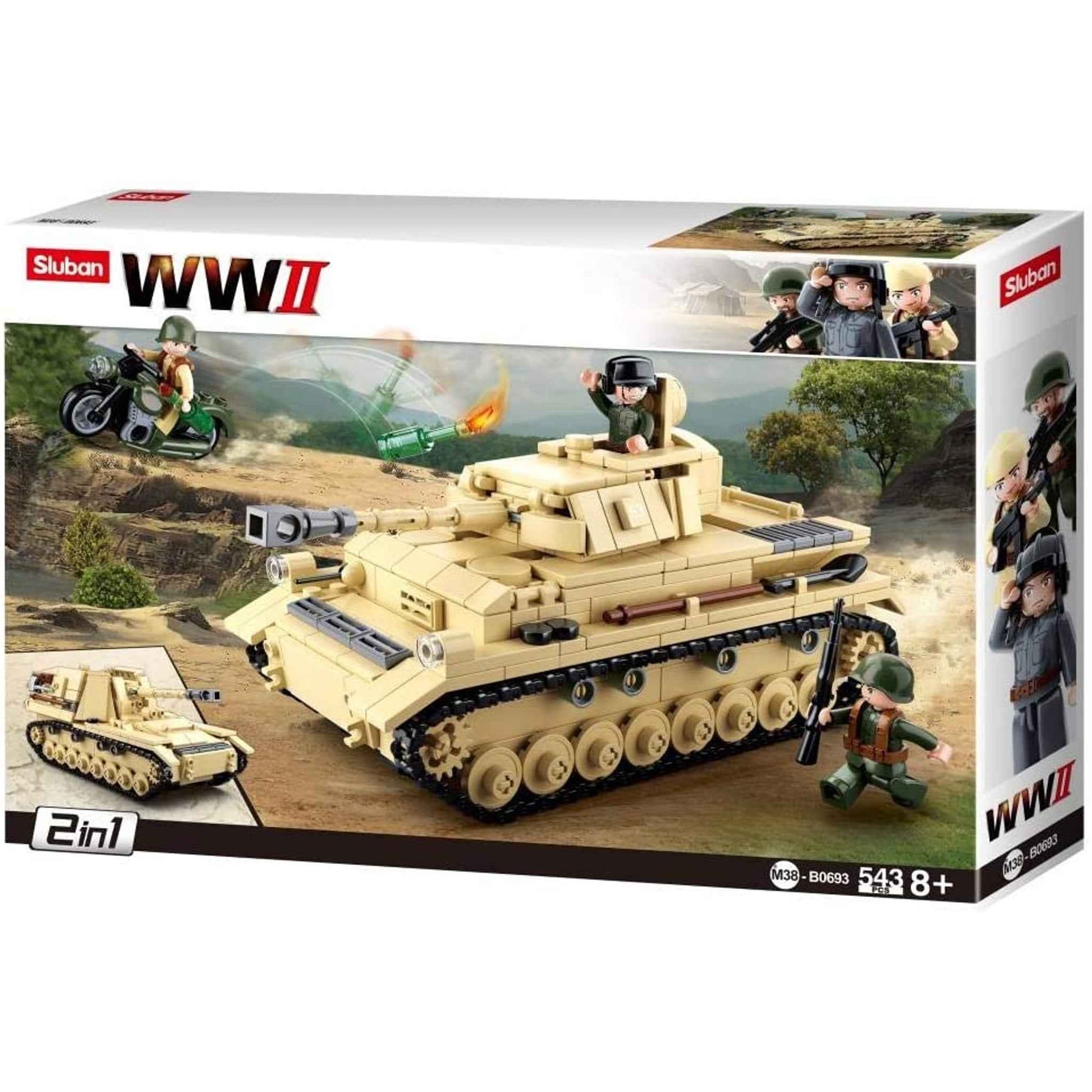 Steckbausteine Deutscher Panzer 543 Teile 3 Minifiguren ab 8 Jahren | Sluban