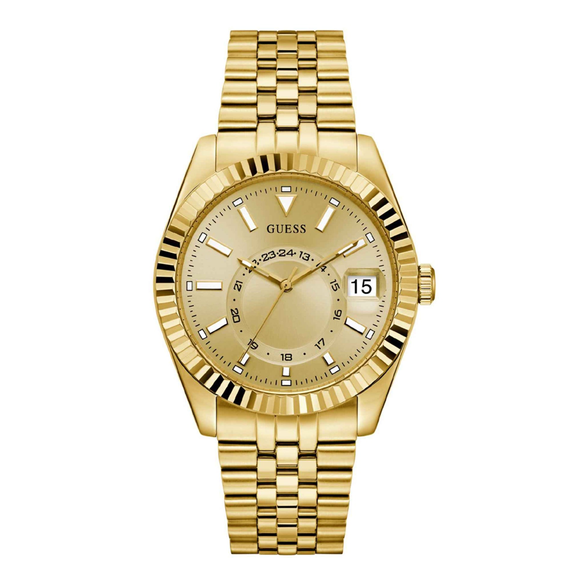 Herrenuhr Edelstahl gold 42 mm Quarz Datumsanzeige Leuchtzeiger GW0977G2 | GUESS
