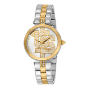 Damenuhr Maiuscola Edelstahl silber-gold 32 mm Quarz Steinbesatz | JUST CAVALLI