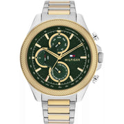 Herrenuhr Clark Multifunktion Edelstahl grün-gold 46 mm Quarz | Tommy Hilfiger