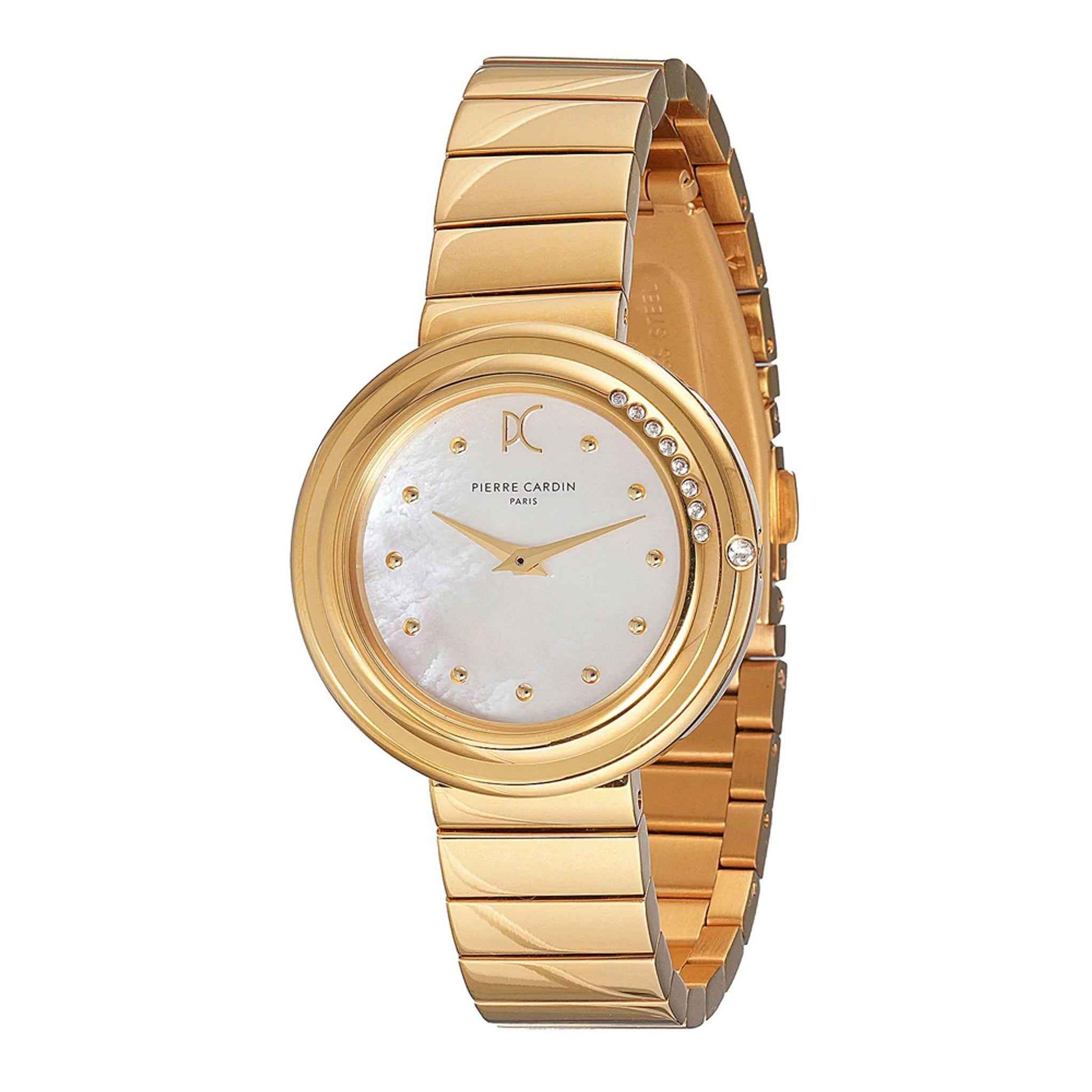 Damenuhr Passy Meteore Edelstahl goldfarben 32 mm Quarz Perlmutt-Zifferblatt
