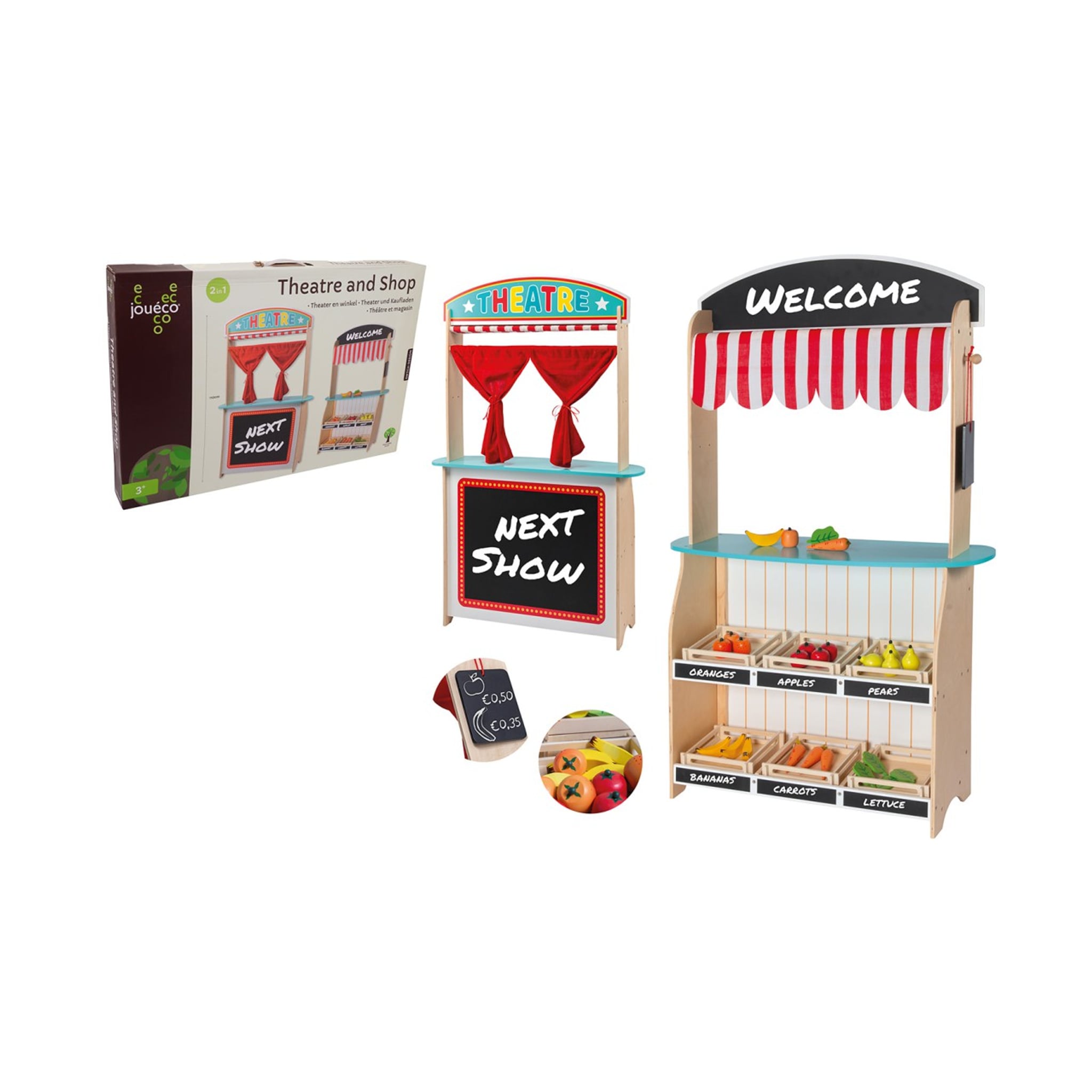 Jouéco Spielzeug-Marktstand aus Holz, 51×17×75 cm