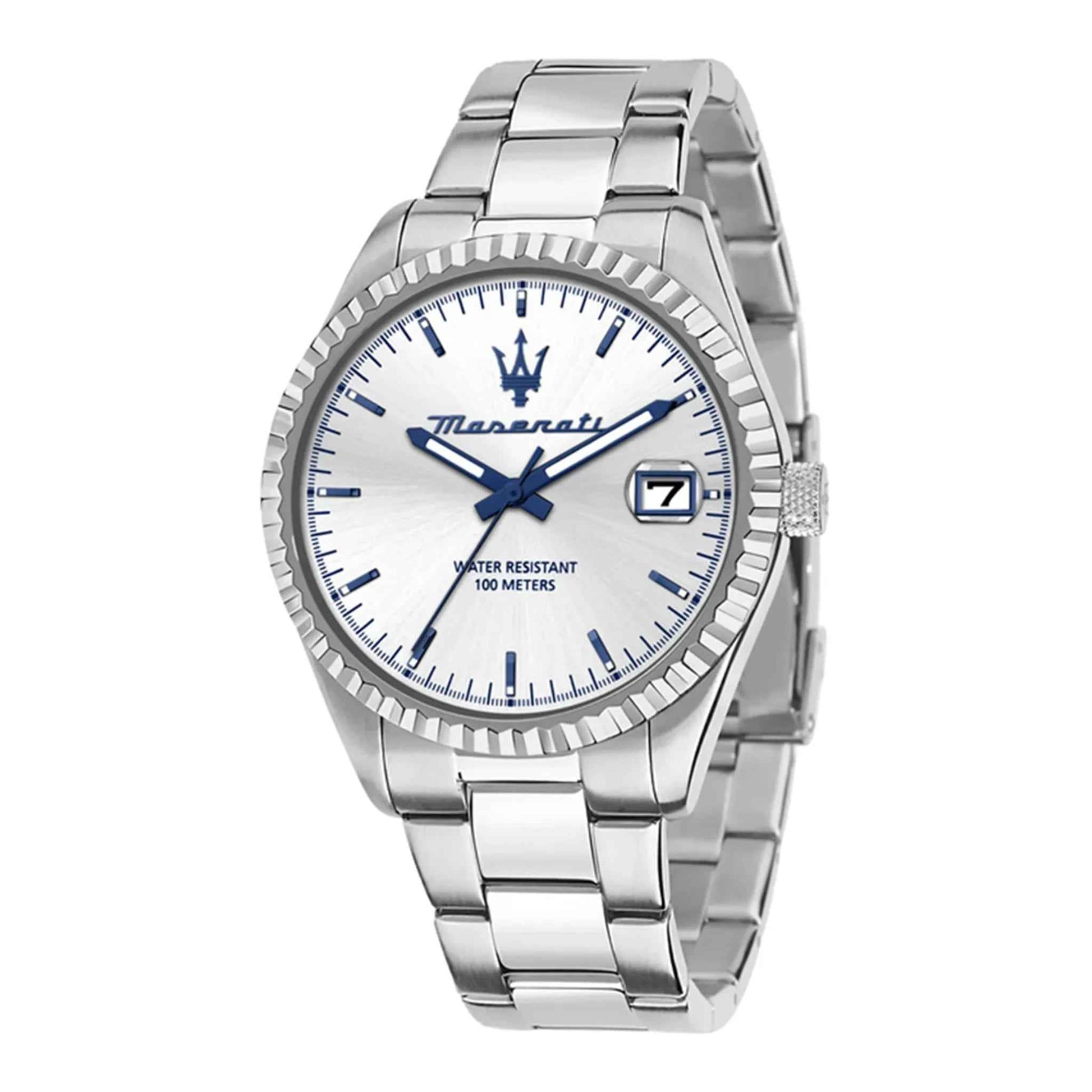 Herrenuhr Competizione Edelstahl silber 42 mm Quarz Datum | MASERATI
