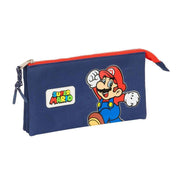 Mäppchen Super Mario World 22 cm 3 Fächer Polyester dunkelblau Kinder