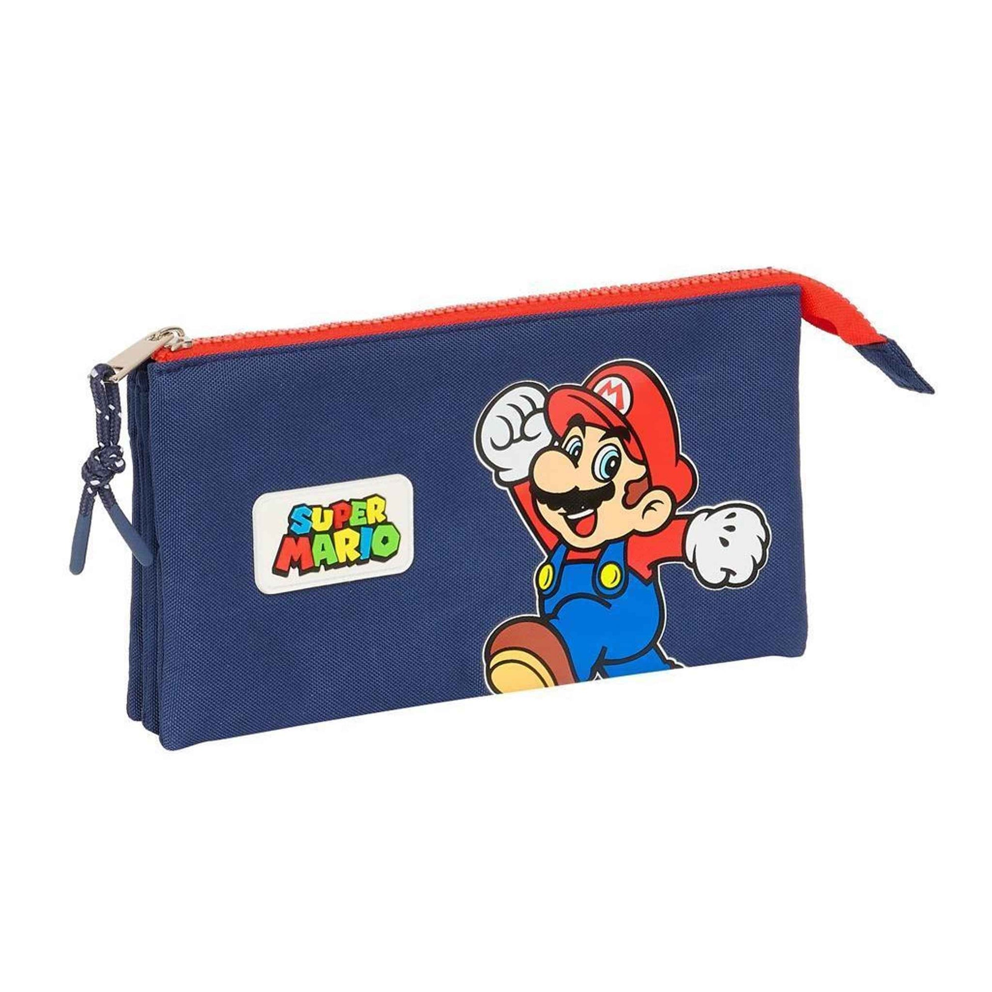 Mäppchen Super Mario World 22 cm 3 Fächer Polyester dunkelblau Kinder