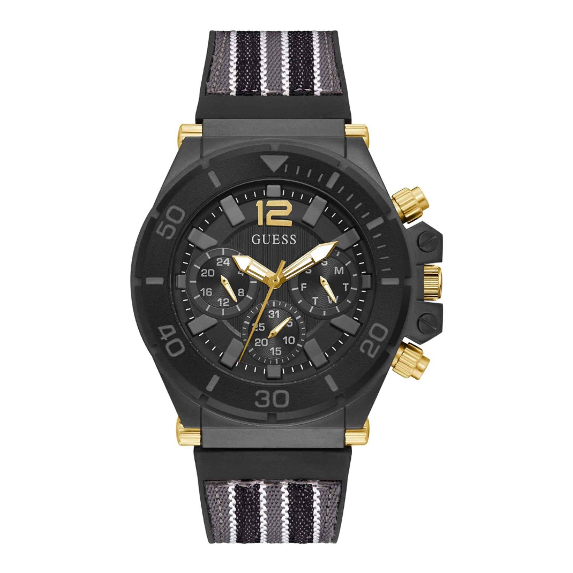 Herrenuhr Pilot Multifunktion Edelstahl 50 mm Silikonarmband GW0415G3 | GUESS