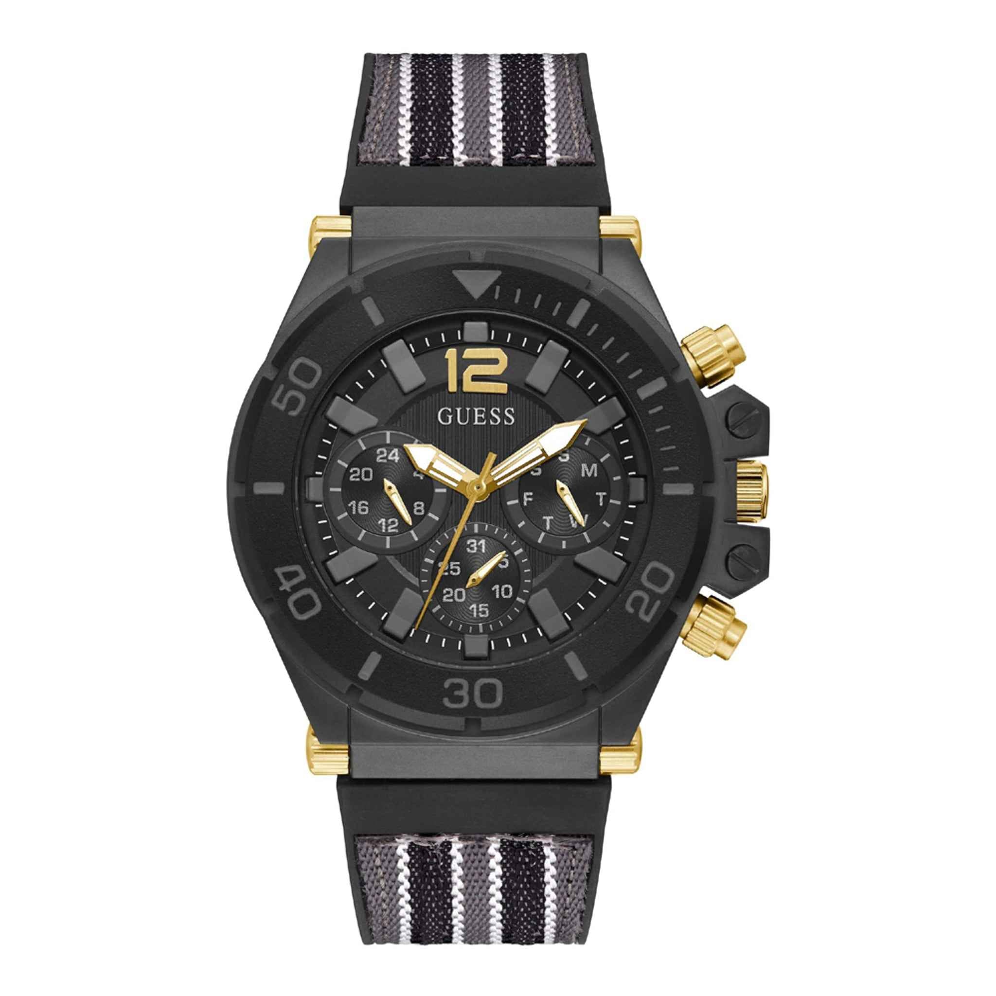 Herrenuhr Pilot Multifunktion Edelstahl 50 mm Silikonarmband GW0415G3 | GUESS