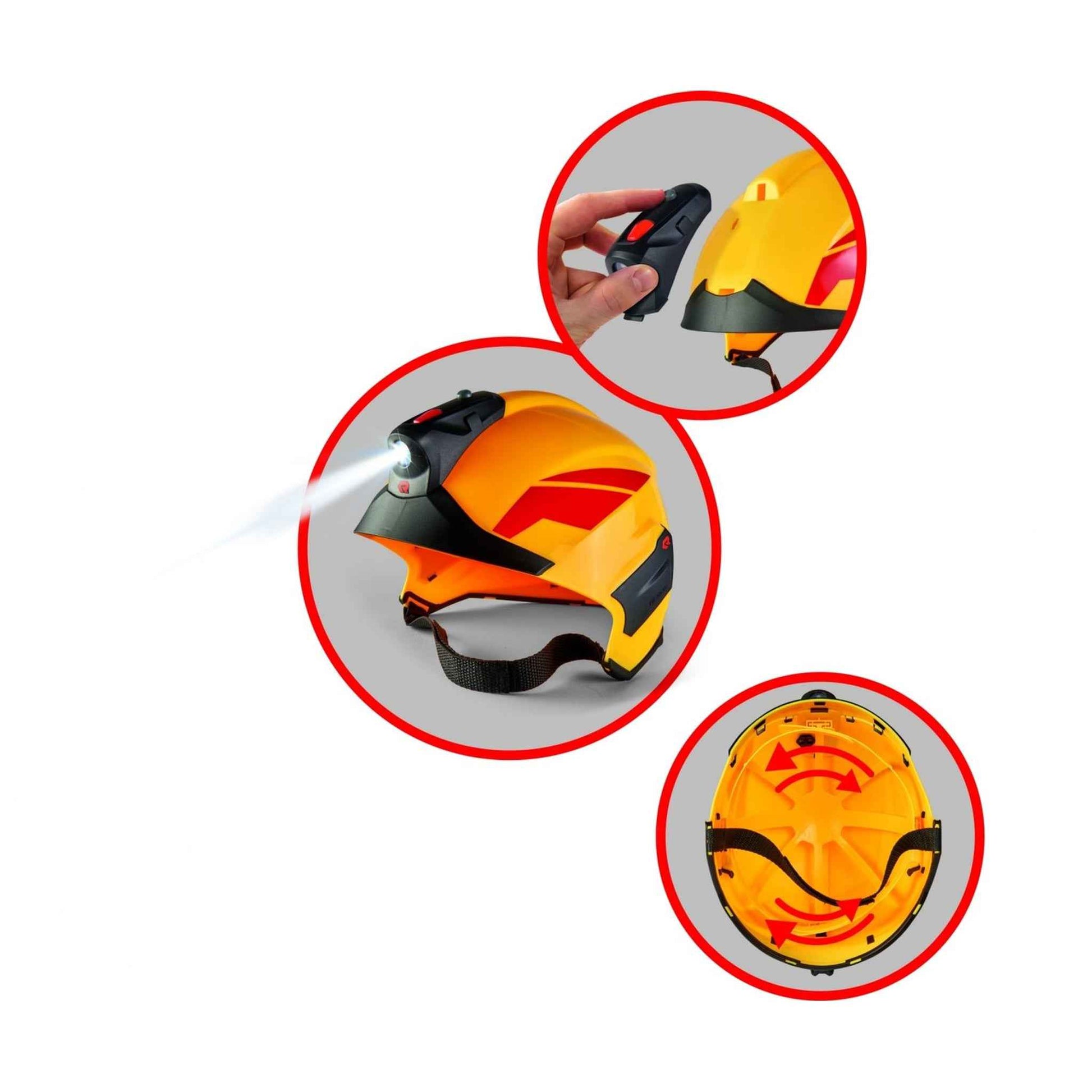 Spielzeug Feuerwehr Helm Rosenbauer mit Licht gelb 20 cm Kunststoff | Simba