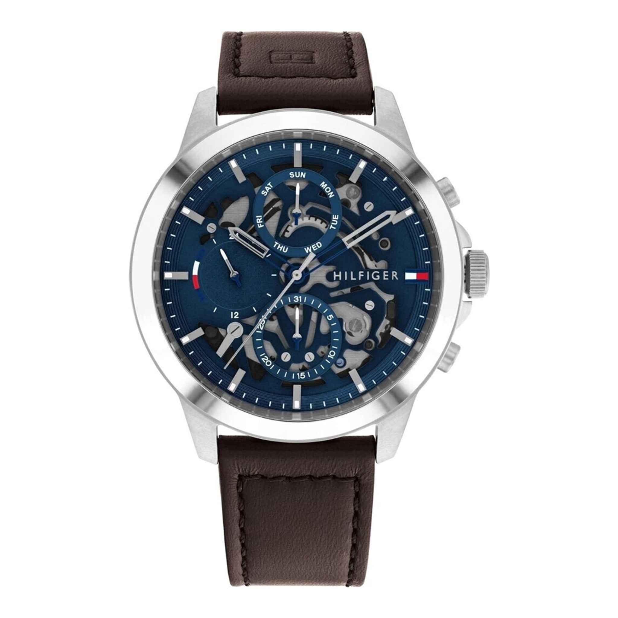 Herrenuhr Henry 1710476 Quarz Lederarmband blau 44 mm | Tommy Hilfiger