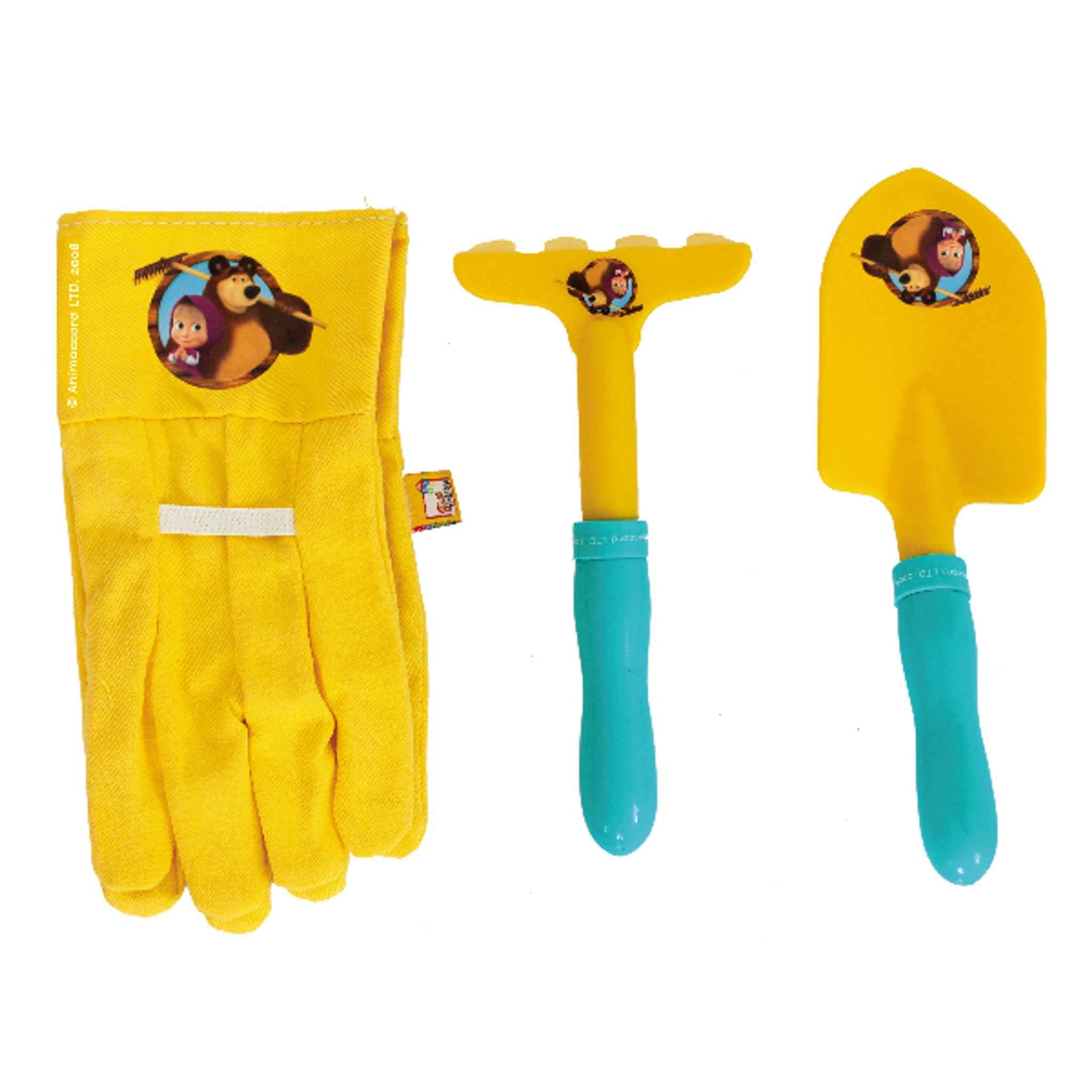 Spielzeug Gartengeräte-Set Masha und der Bär 3-teilig gelb Kunststoff