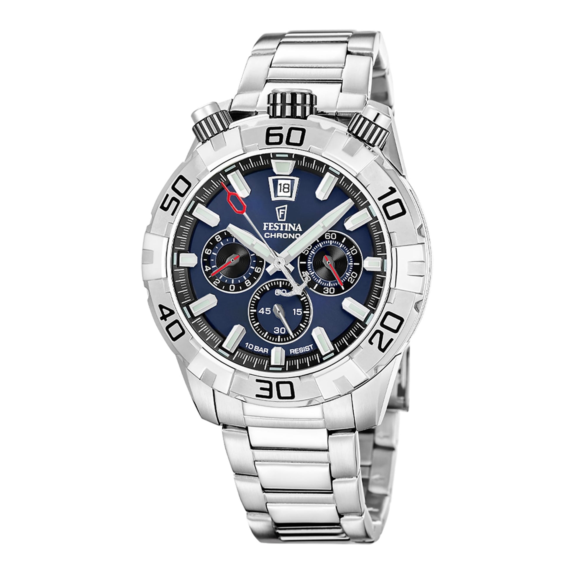 Festina Herrenuhr aus Edelstahl in Silber, 4,5×1,4 cm