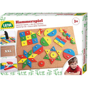 Hammerspiel mit Korkplatte 72 Plättchen 9 Formen mehrfarbig
