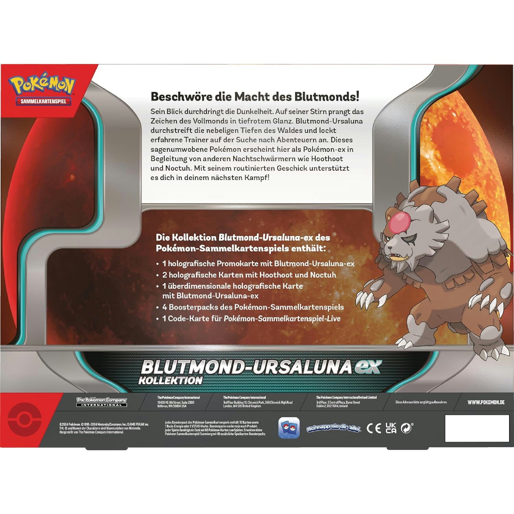 Pokémon-Sammelkartenspiel: Kollektion Blutmond-Ursaluna-ex (1 holografische Promokarte, 2 holografische Karten, 1 überdimensionale holografische Karte & 4 Boosterpacks) Hauptansicht