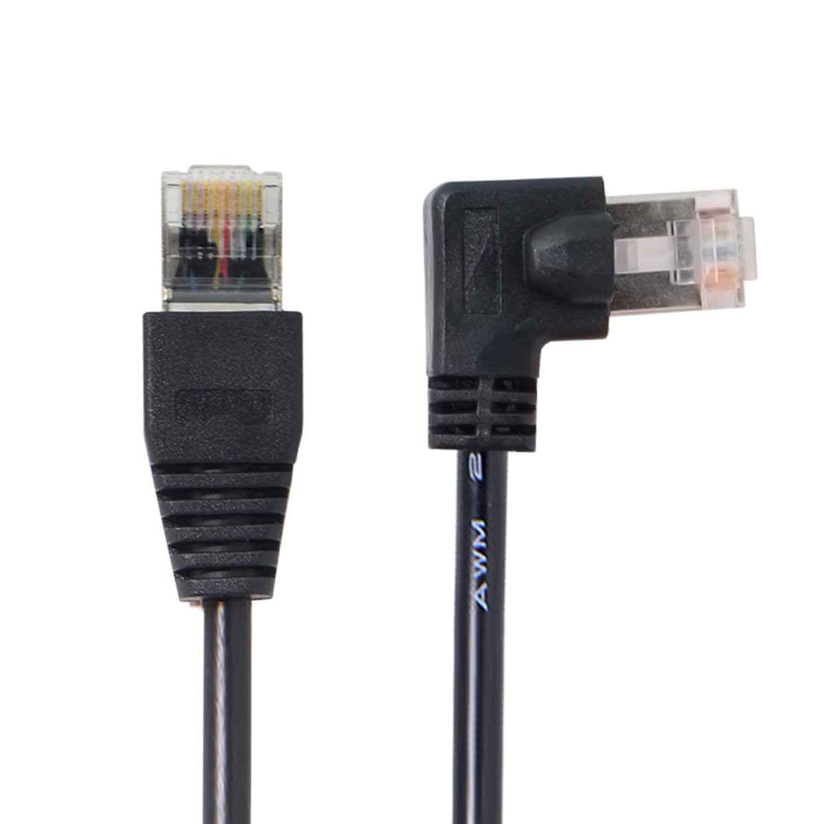 SYSTEM-S LAN Kabel 0,5 m RJ45 Stecker Ethernetkabel Netzwerkkabel Winkel in Schwarz