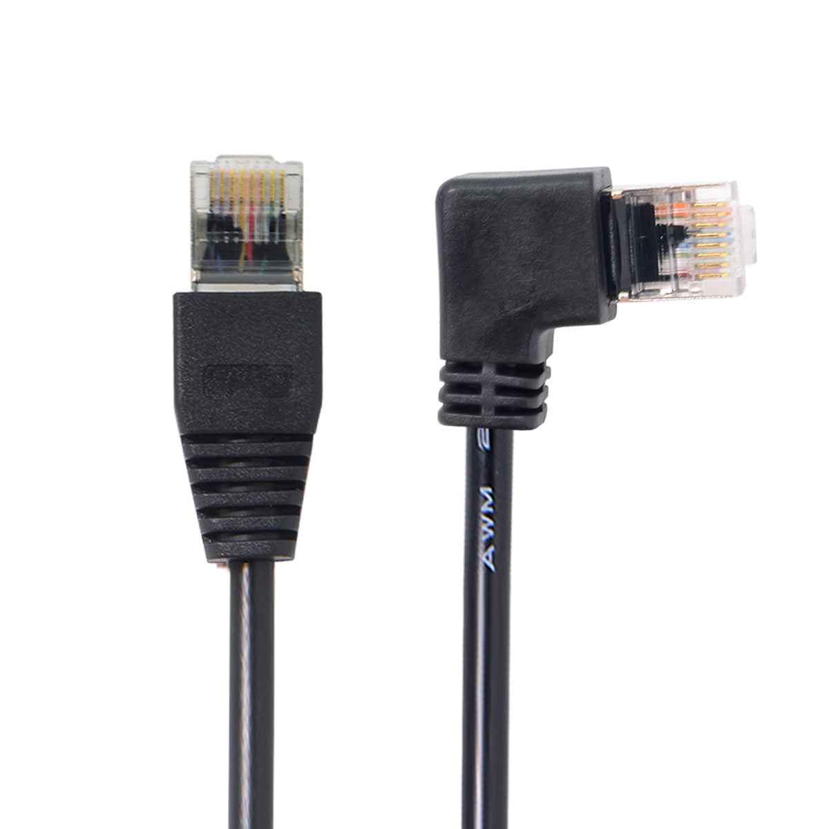 SYSTEM-S LAN Kabel 0,5 m RJ45 Stecker Ethernetkabel Netzwerkkabel Winkel in Schwarz
