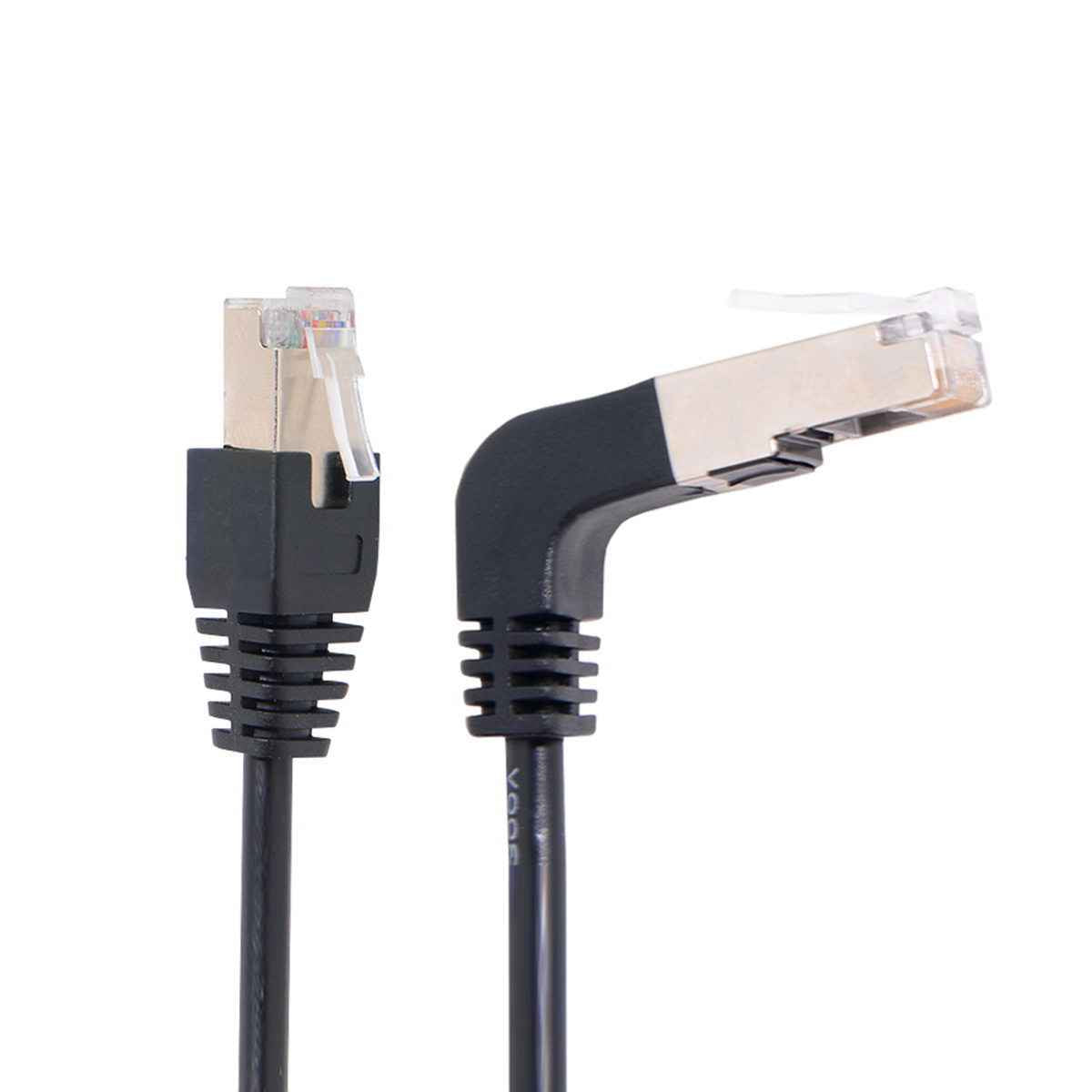 SYSTEM-S LAN Kabel 0,5 m RJ45 Stecker Ethernetkabel Netzwerkkabel Winkel in Schwarz