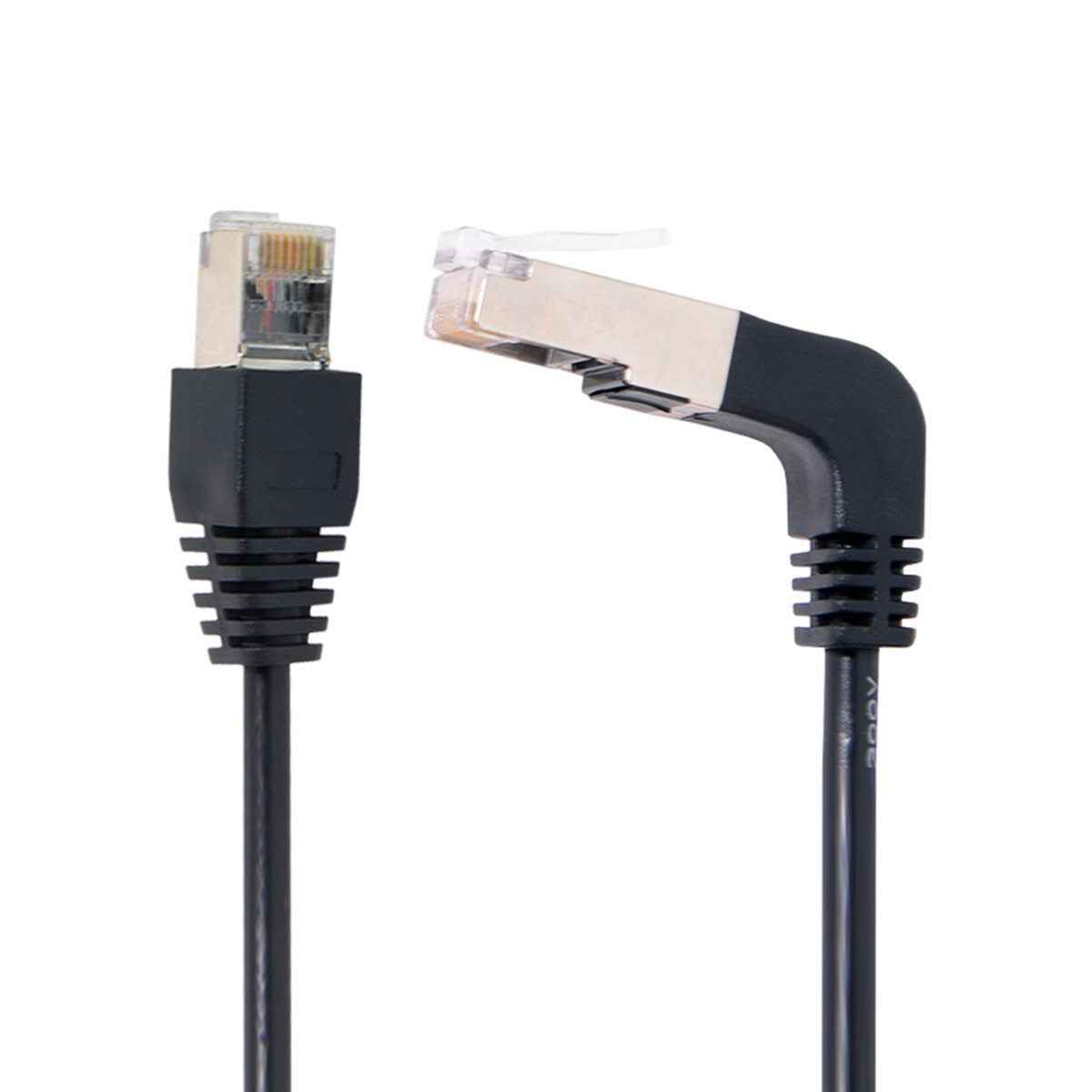 SYSTEM-S LAN Kabel 0,5 m RJ45 Stecker Ethernetkabel Netzwerkkabel Winkel in Schwarz