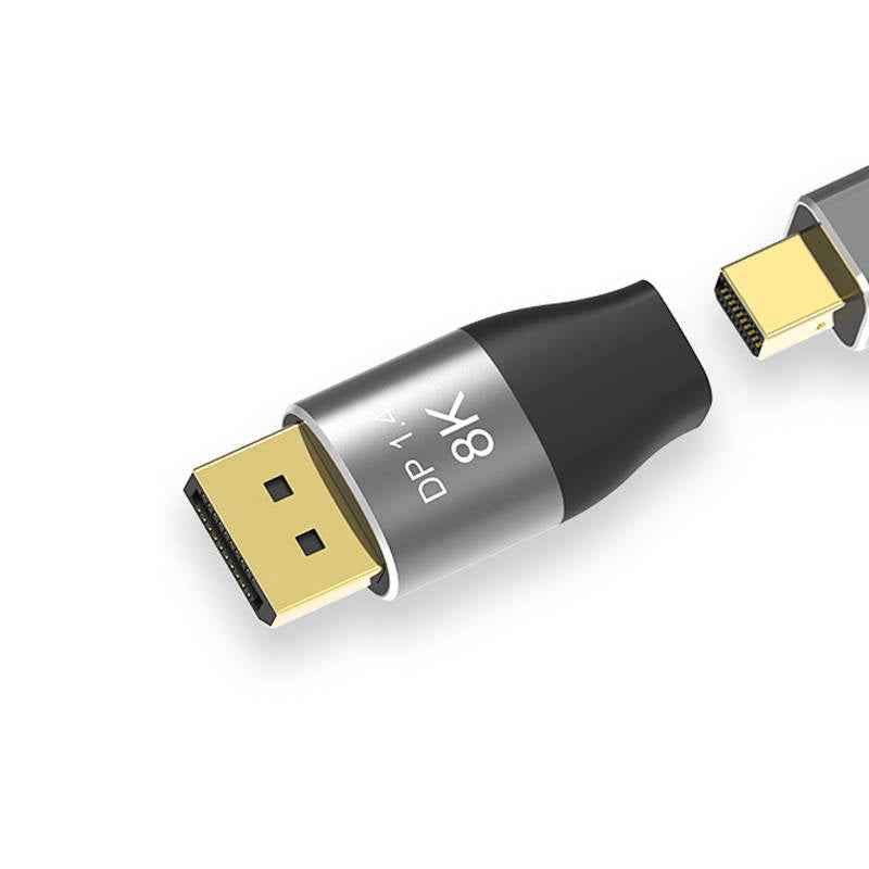 SYSTEM-S Mini Display Port Adapter 1.4 Stecker zu Display Port  Stecker in Schwarz