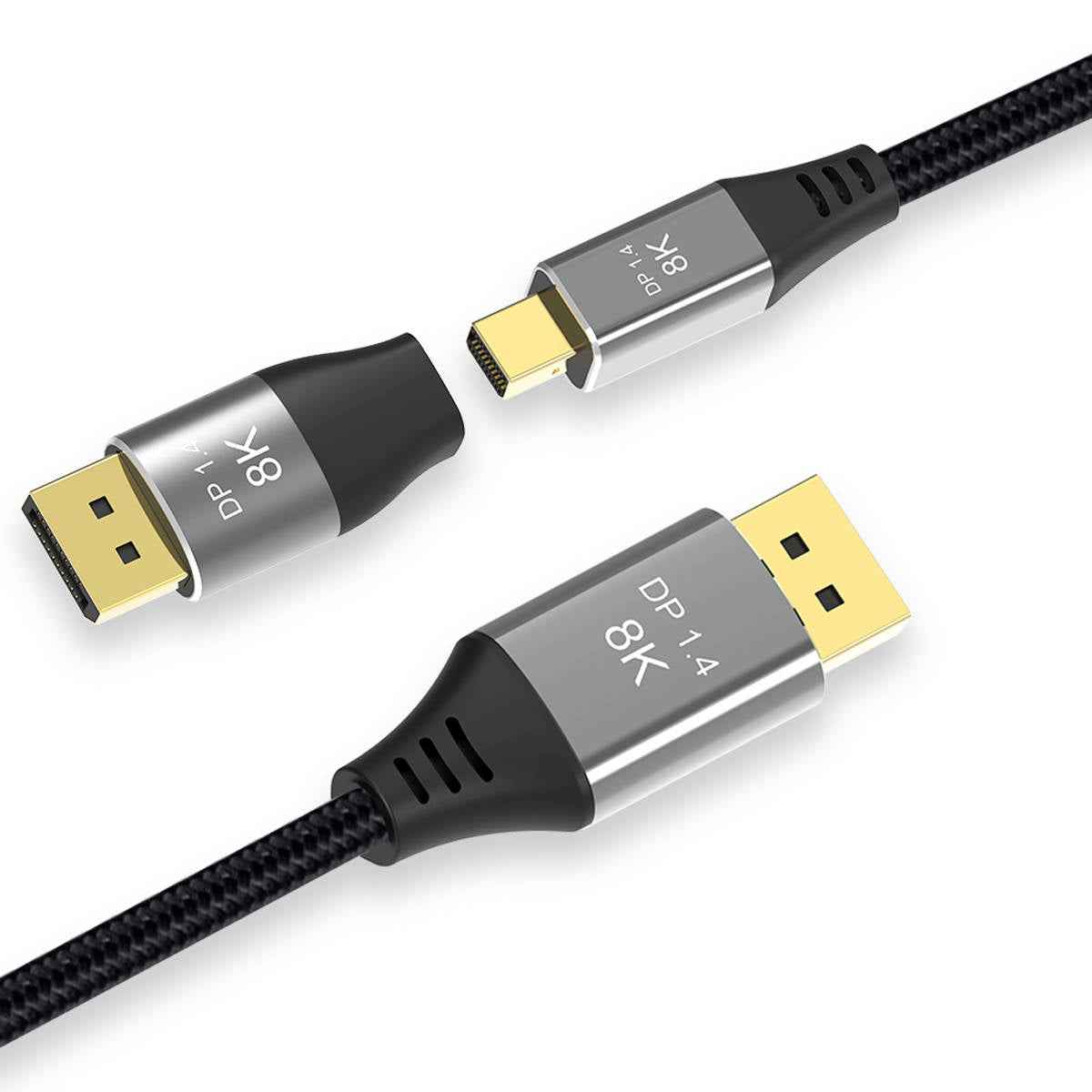 SYSTEM-S Mini Display Port Adapter 1.4 Stecker zu Display Port  Stecker in Schwarz