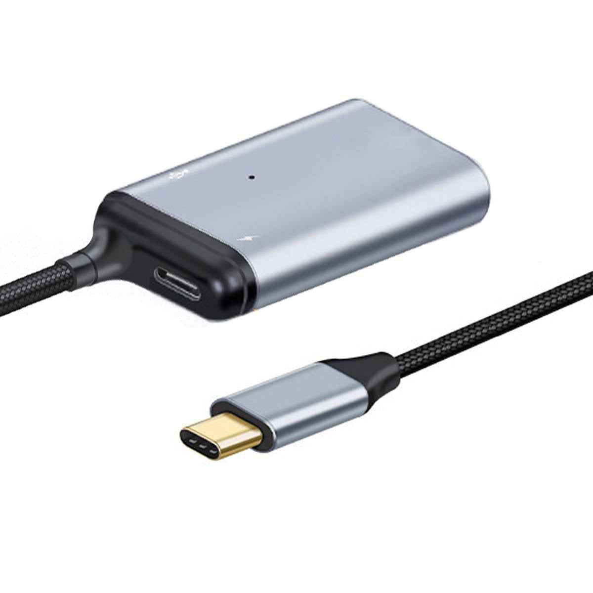 SYSTEM-S 3in1 Adapter DP 1.4 Buchse & 2x USB 3.1 Typ C Buchse zu Typ C Stecker Kabel Grau