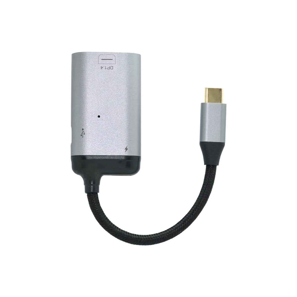 SYSTEM-S 3in1 Adapter Mini DP 1.4 Buchse & 2x USB 3.1 Typ C Buchse zu Typ C Stecker Grau