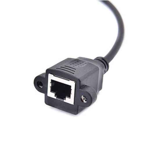 SYSTEM-S LAN Kabel 30 cm RJ45 Buchse zu XLR 3 Pin Buchse Schraube in Schwarz