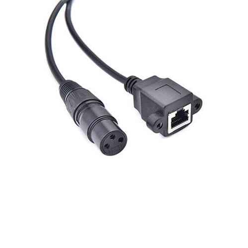 SYSTEM-S LAN Kabel 30 cm RJ45 Buchse zu XLR 3 Pin Buchse Schraube in Schwarz