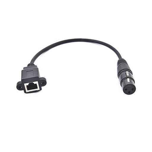 SYSTEM-S LAN Kabel 30 cm RJ45 Buchse zu XLR 3 Pin Buchse Schraube in Schwarz