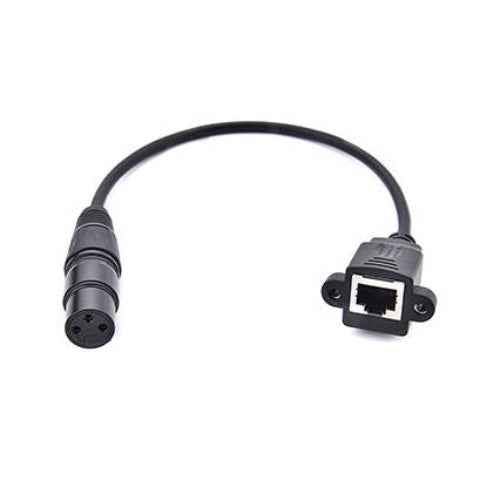 SYSTEM-S LAN Kabel 30 cm RJ45 Buchse zu XLR 3 Pin Buchse Schraube in Schwarz