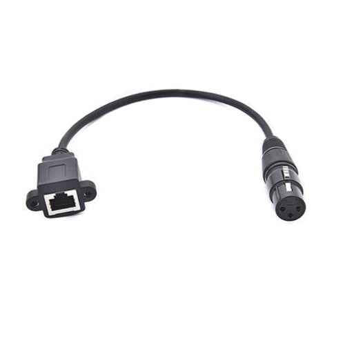 SYSTEM-S LAN Kabel 30 cm RJ45 Buchse zu XLR 3 Pin Buchse Schraube in Schwarz