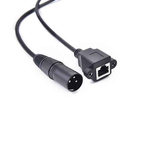 SYSTEM-S LAN Kabel 30 cm RJ45 Buchse zu XLR 3 Pin Stecker Schraube in Schwarz