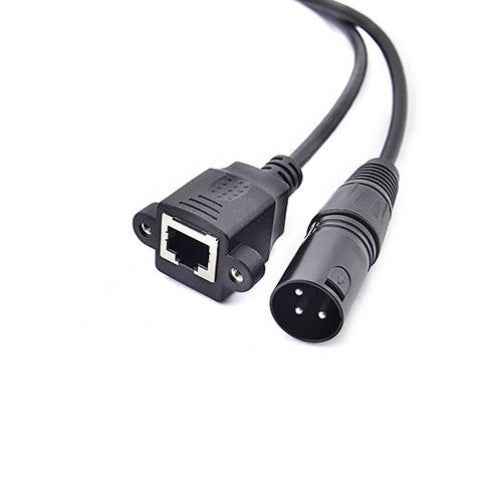 SYSTEM-S LAN Kabel 30 cm RJ45 Buchse zu XLR 3 Pin Stecker Schraube in Schwarz