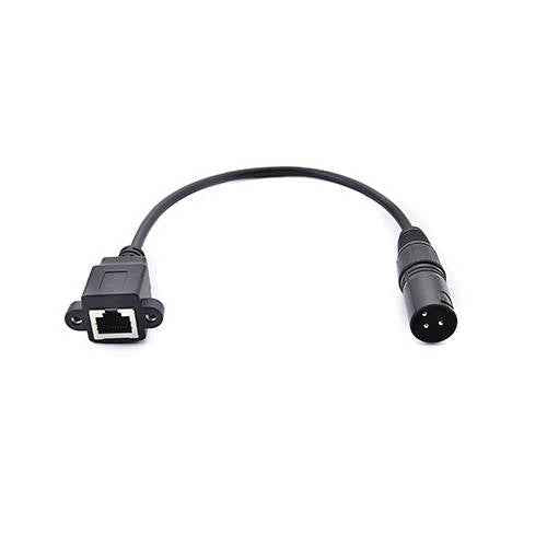 SYSTEM-S LAN Kabel 30 cm RJ45 Buchse zu XLR 3 Pin Stecker Schraube in Schwarz