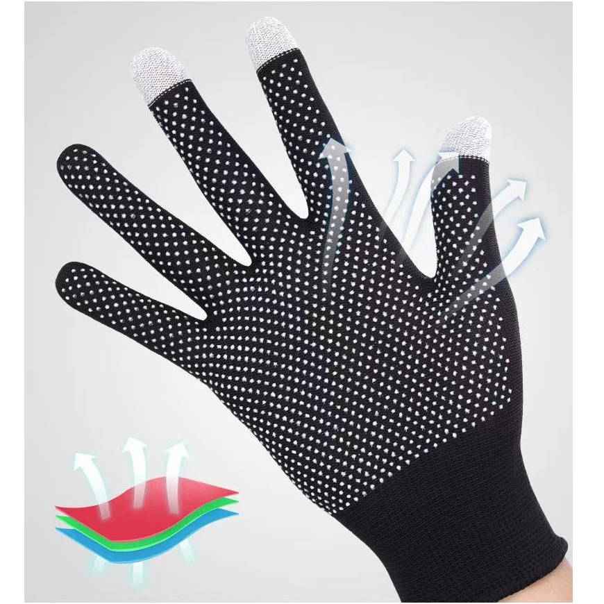 SYSTEM-S Anti Rutsch Handschuhe aus Stoff für Smartphones Touch Bildschirme in Schwarz