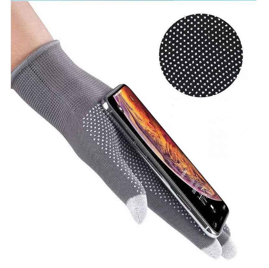 SYSTEM-S Anti Rutsch Handschuhe aus Stoff für Smartphones Touch Bildschirme in Schwarz