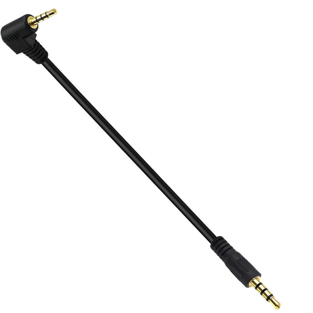 Audiokabel 3,5 mm TRRS Stecker zu Stecker 25 cm Winkel Schwarz | System-S